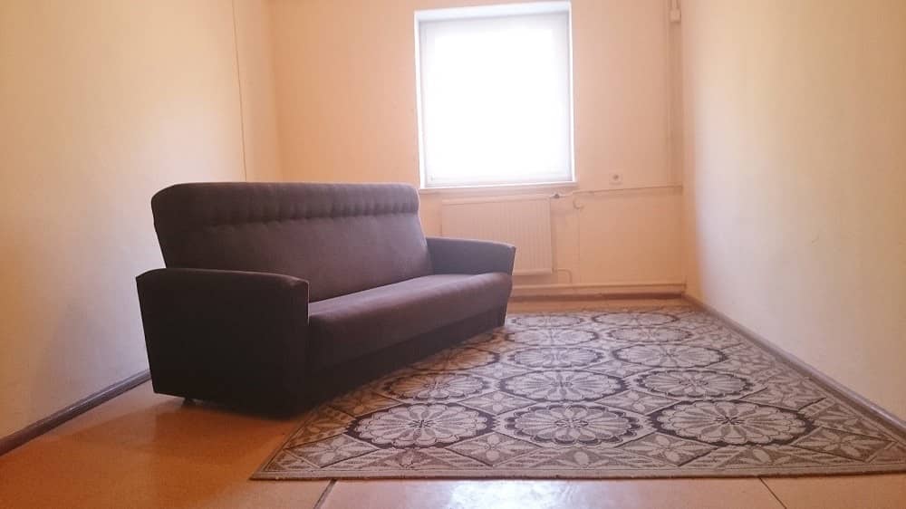 Hundezimmer im Haus mit Sofa, Teppich und Fenster